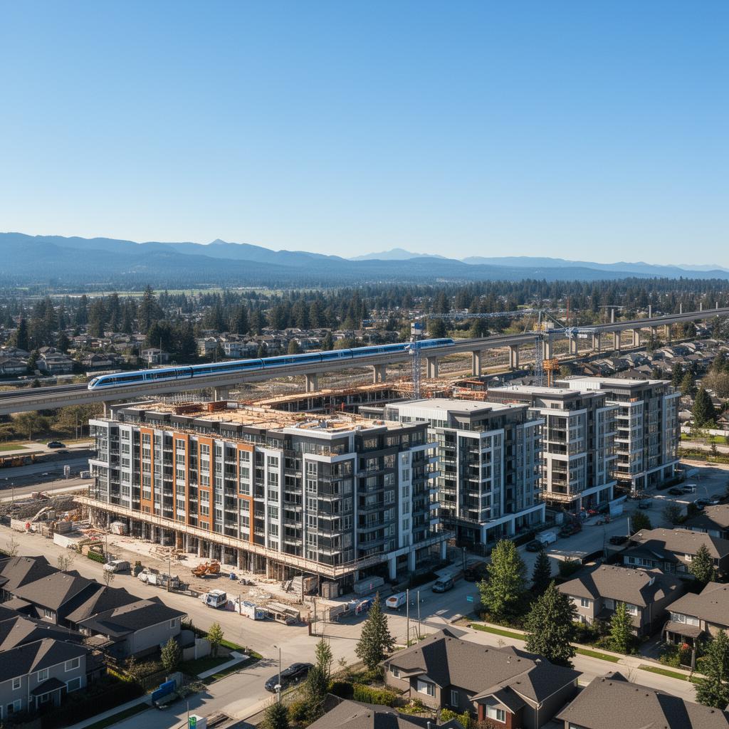 New presale condo development near the Surrey Langley SkyTrain extension in the Fraser Valley